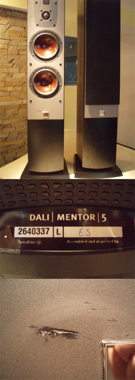 Акустическая пара: DALI Mentor 5 Black - есть небольшая, видимая потертость на правой колонке внизу