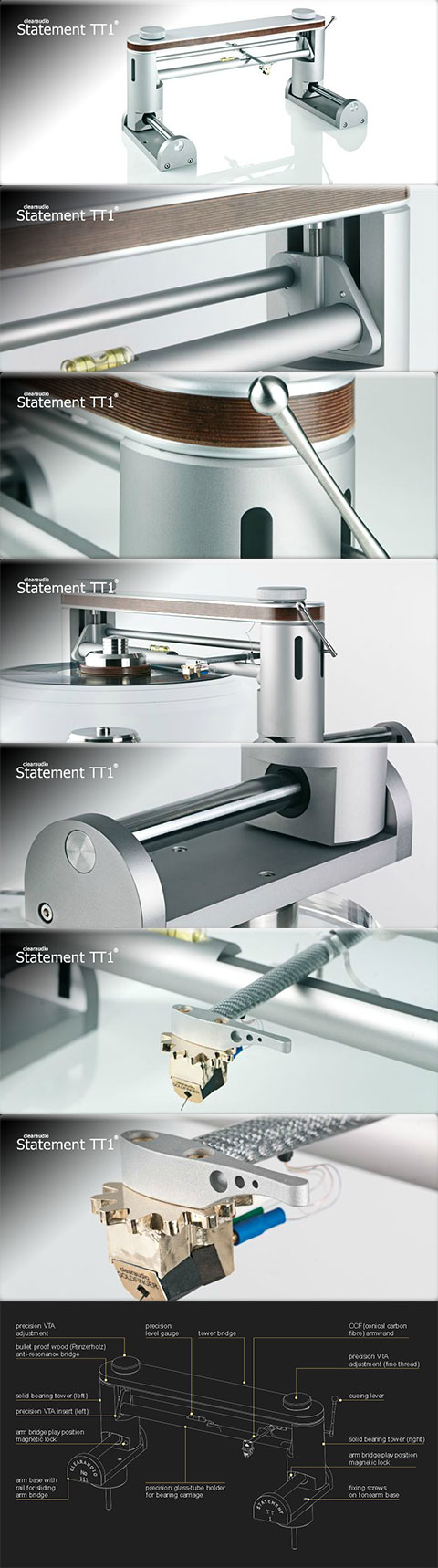 : Clearaudio Tangential tonearm Statement TT 1i /TA 039 Natural Wood, Silver aluminium