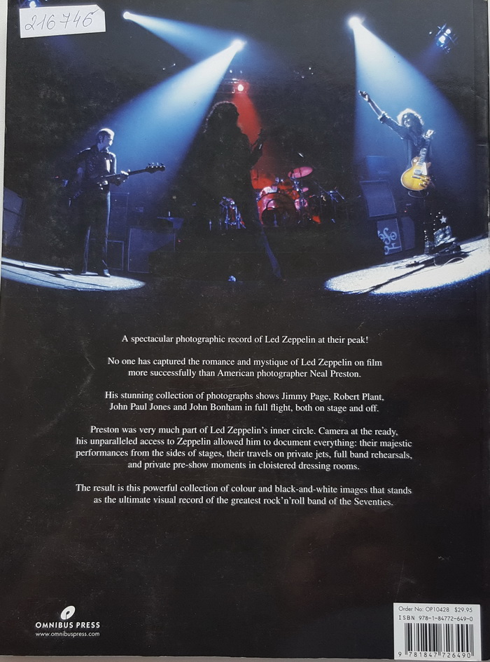  2   : LED ZEPPELIN: PHOTOGRAPHS BY NEAL PRESTON. OMNIBUS PRESS.Used, EX+ condition