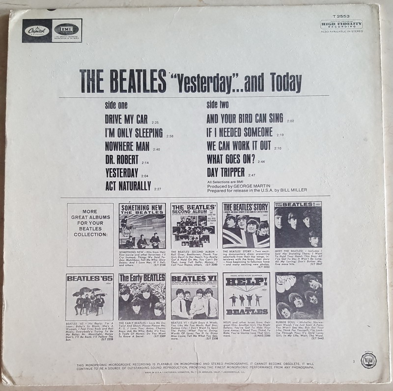 BEATLES - YESTERDAY AND TODAY 1966 (T-2553, 3rd State Peeled